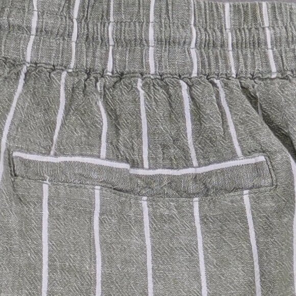 Beach Lunch Lounge Capri Pull On Womens Small Linen Blend Crop Green Striped - Picture 4 of 9